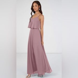 Azazie Desiree A-Line Chiffon Floor Length Dress in Dusty Rose